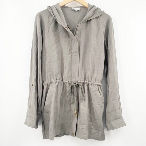 NEW HEARTLOOM Jacket Green Coat Zipper Cinch Anorak Hood Lightweight Large NWOT - Picture 1 of 13
